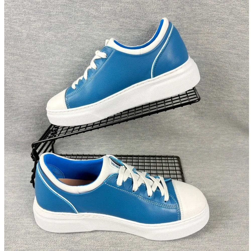 Samuel Hubbard Flight Cap Toe Sneakers Womens 6 M Teal Blue Leather Comfort